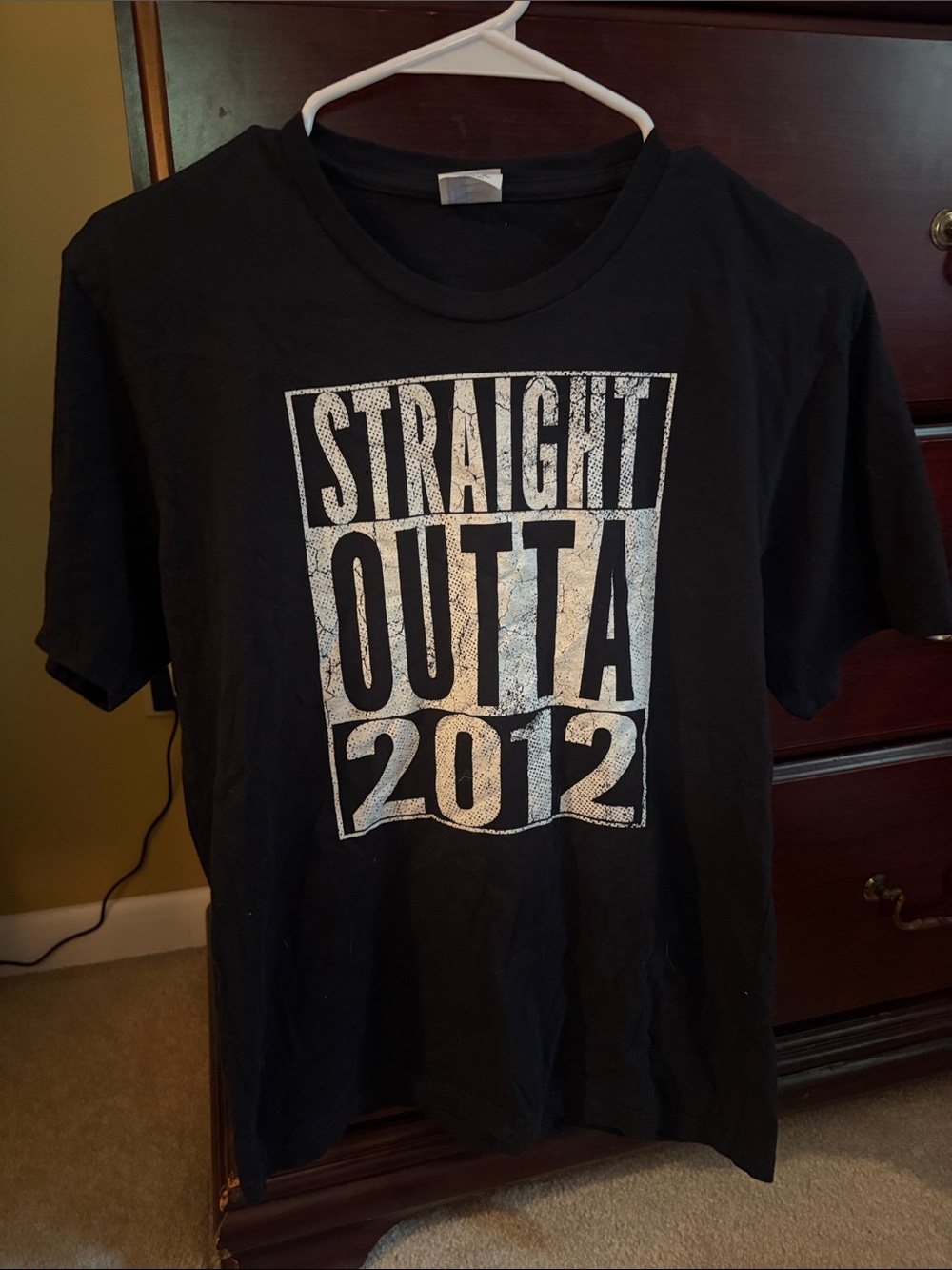 Port and Company Black Tee with White 'Straight Outta 2012' Graphic